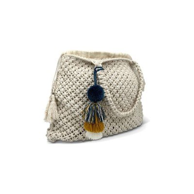 Large Crochet Cotton Handwoven Bag Pom Pom