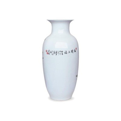 Peony Bush Blue and White Bone China Flower Vase