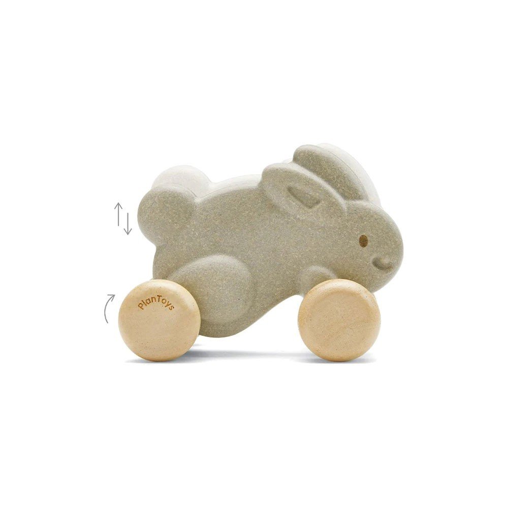 Hand Crafted Wooden Push Along Bunny Toy