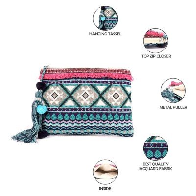 ASTRID 20 Cms Blue Cotton Travel Pouch